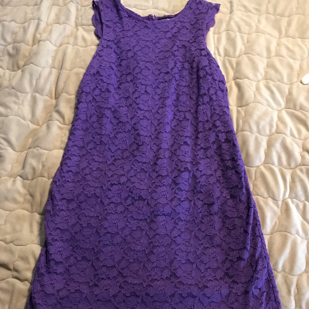 Purple cap Sleeve lace dress- knee length